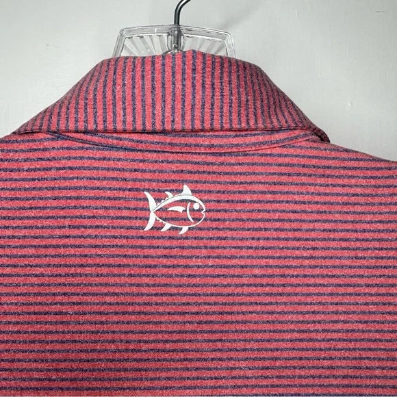 Southern Tide Dark Pink and Blue Striped Polo Shirt medium - Picture 6 of 9